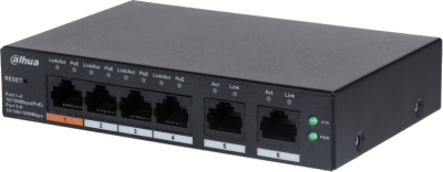 Switch 4 ports PoE 100Mbps + 2 ports Ethernet Gigabit - 60W - Cloud manageable