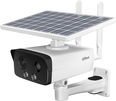 Caméra IP Bullet focale fixe 3.6mm 4MP IR50m Starlight 4G micro et HP avec panneau solaire et batterie intégrée