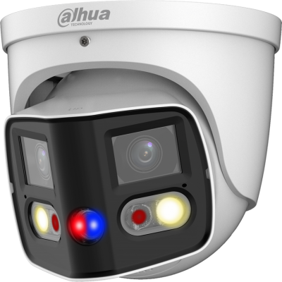 Caméra IP Eyeball 2x4MP TIOC Duo WizSense, 180°, Full Color, Dissuasion active 20/25m, Micro et HP