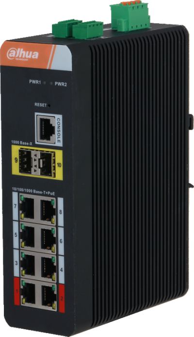 Switch industriel 8 ports PoE Gigabit + 2 ports optique  - manageable