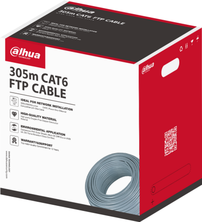 Câble réseau FTP CAT6 - 99.97% CUIVRE - gris - CPR E - Bobine 305m