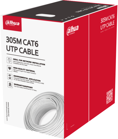 Câble réseau UTP CAT6 - 99.97% CUIVRE - blanc - LSZH CPR E - Bobine 305m