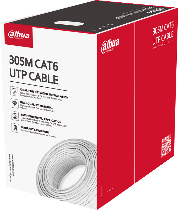 Câble réseau UTP CAT6 - 99.97% CUIVRE - blanc - LSZH CPR E - Bobine 305m