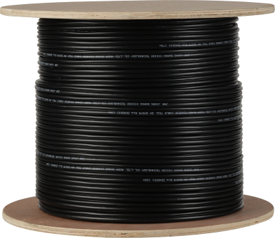 Câble coaxial siamois RG59 + alim - 99.97% CUIVRE - noir - Touret 200m