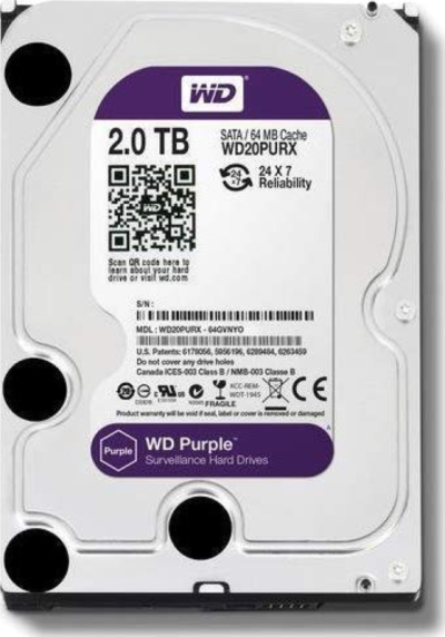 Disque dur 2TB WD Purple 3.5" spécial vidéosurveillance HDD WD20PURX