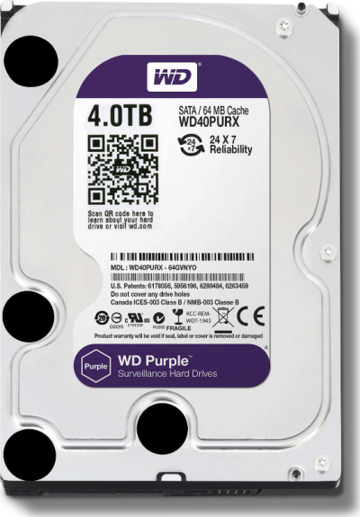 Disque dur 4TB WD Purple 3.5" spécial vidéosurveillance HDD WD40PURX