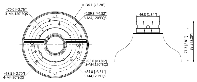 Plaque de montage suspendu dôme ou fisheye – Image 3