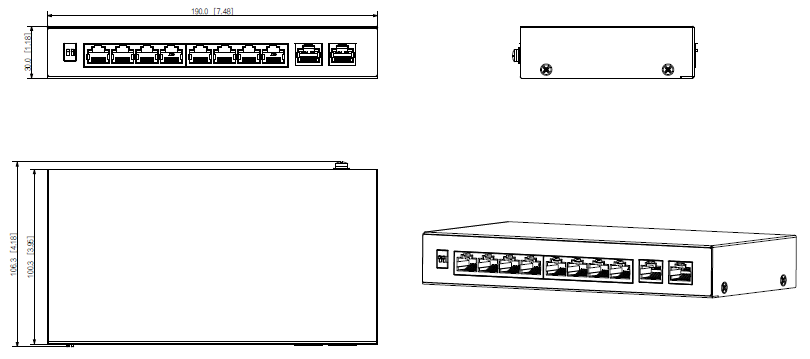 Switch 8 ports PoE 100Mbps + 2 ports Ethernet Gigabit - 96W – Image 3
