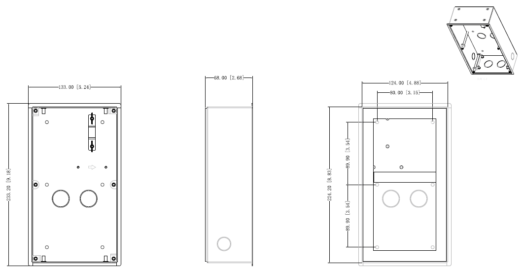 Boîte montage encastré ou surface 2 modules pour VTO4202F – Image 4