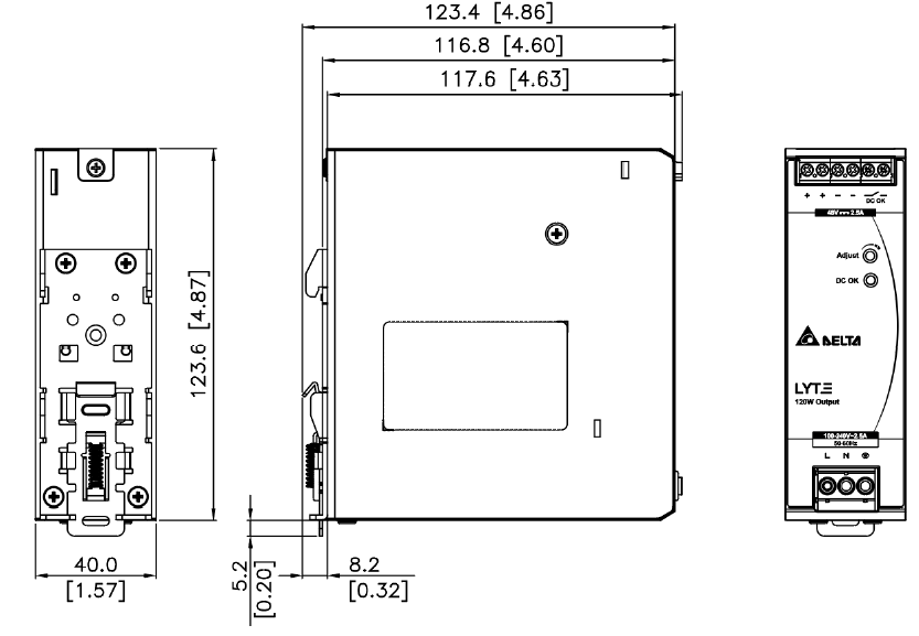 Alimentation 48V 120W 2.5A sur rail DIN – Image 3