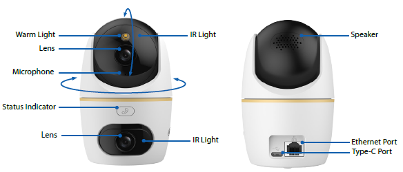 Caméra WIFI double PT 360° + Fixe, 5MP IR30m, Micro et HP – Image 2
