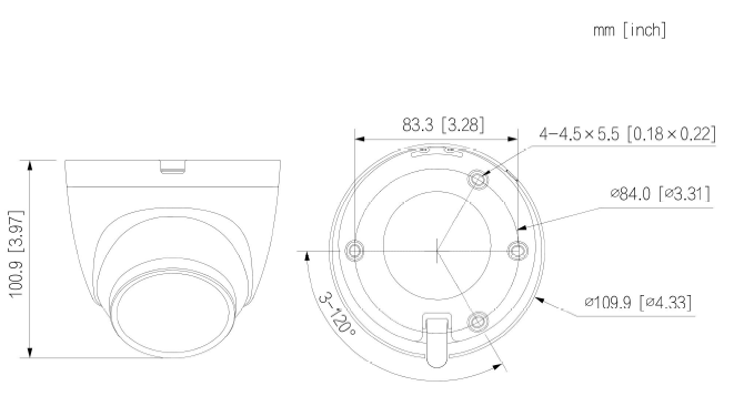 Caméra IP Eyeball 6MP WizSense, Focale fixe 2.8mm, Dual 30m, Full Color, Micro – Image 3
