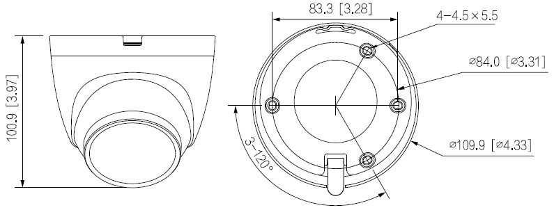 Caméra IP Eyeball 4MP WizSense, Focale fixe 2.8mm, Dual 30m, Full Color, Micro – Image 3