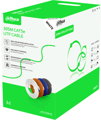 Câble réseau UTP CAT5e -30% CUIVRE - blanc - Bobine 305m