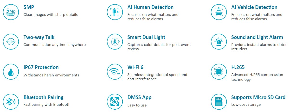 Caméra IP Eyeball 5MP WIFI, Focale fixe 2.8mm, Dual 30m, Micro et HP – Image 2