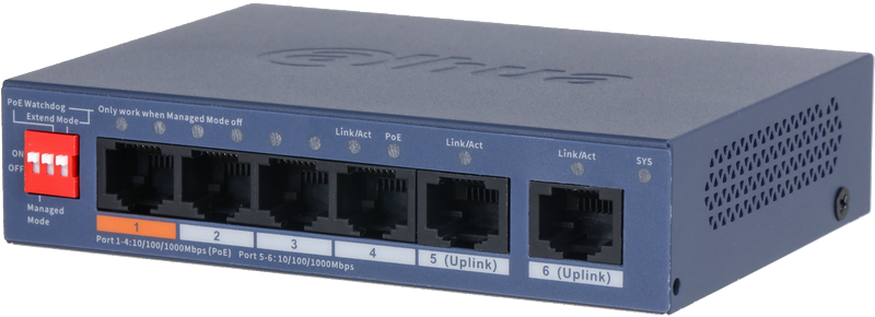Switch 4 ports PoE Gigabit + 2 ports Ethernet Gigabit - 60W - Cloud manageable