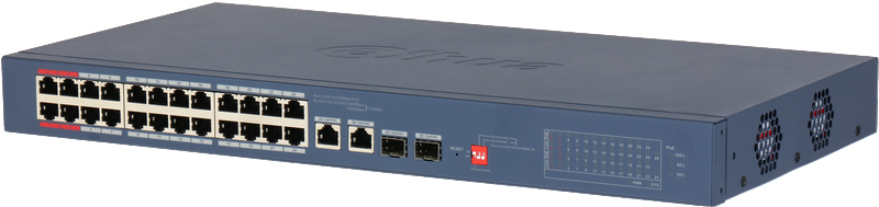 Switch 24 PoE 100Mbps + 2 ports Ethernet Gigabit + 2 ports optique - 375W - Cloud manageable - rackable