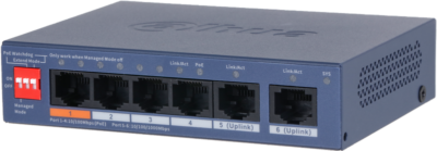 Switch 4 ports PoE 100Mbps + 2 ports Ethernet Gigabit - 60W - Cloud manageable