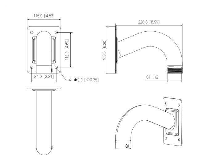 Support de fixation murale pour PTZ – Image 3